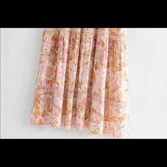 Sleeveless Boho Floral Gypsy Print Maxi Dress Pink - Picture 6 of 11
